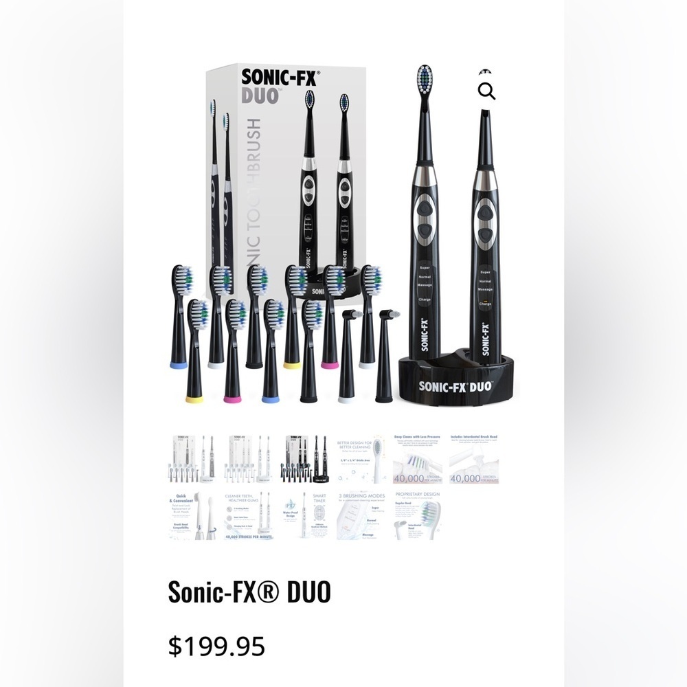 Sonic FX Duo Sonic Toothbrush Combo with 14 Brush Heads Brand New In Box​​​